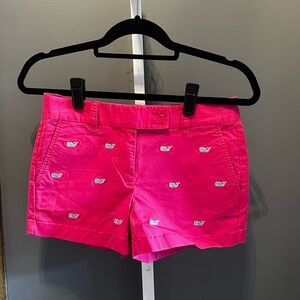 Vineyard Vines Women's Pink Whale Embroidered Hot Pink Dayboat Shorts Size 00
